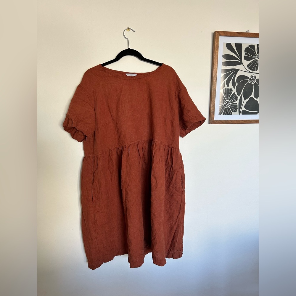 Anna Dusty Peach Linen Dress Terracotta Linenfox linen XXL